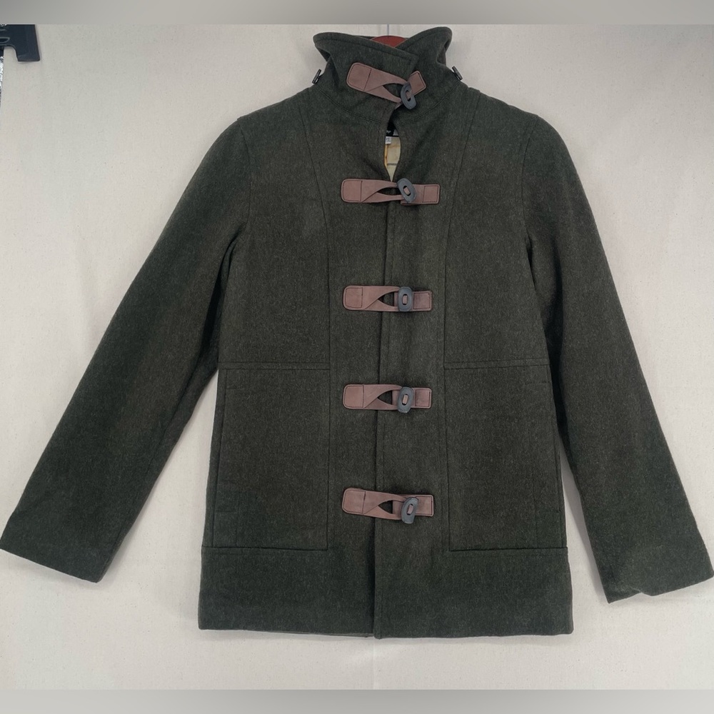 John Partridge Dark Olive Wool Toggle Coat